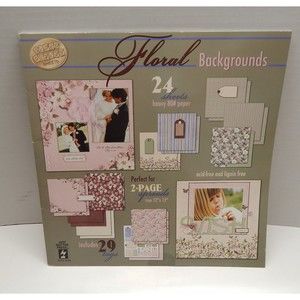 Paper Pizazz Floral Backgrounds Pad Acid Free 12x12 Matching Tags 24 Pack HOTP